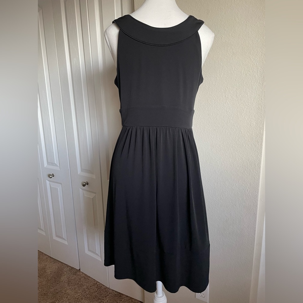 WHBM Liquid Knit Halter Dress Womens S Black Slinky Polished Pleated Career Goth - Picture 5 of 9